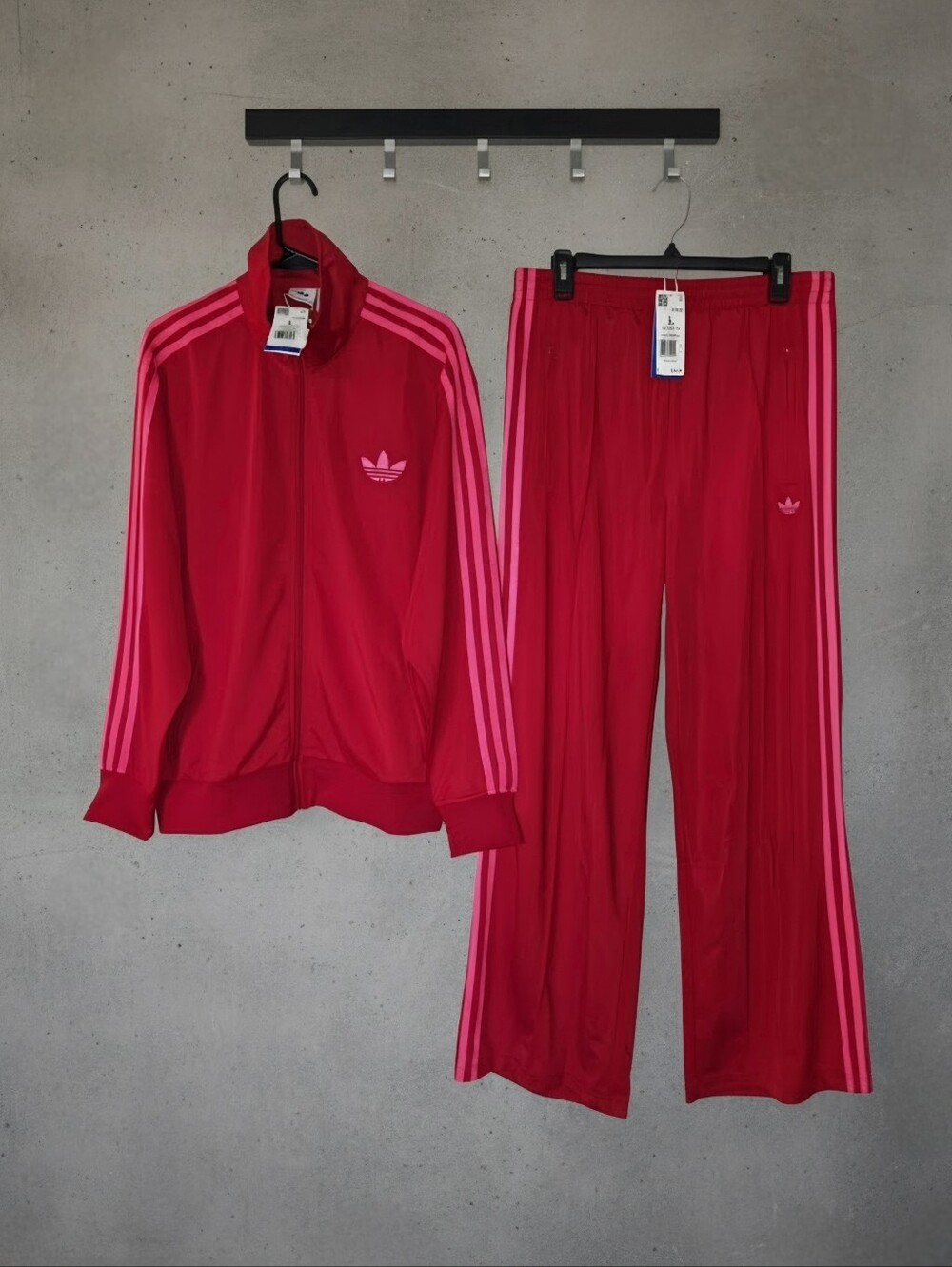 NWT Adidas Adicolor Classic Firebird Loose Track Top & Pants | Better Scarlet, L